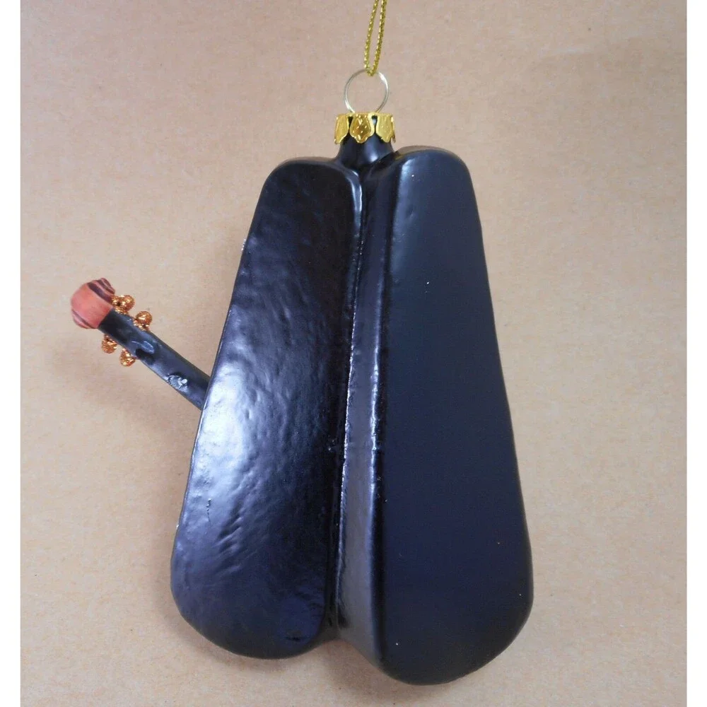 Midwest-CBK Violin in instrument case Hand blown Glass Ornament Black Brown 4.5